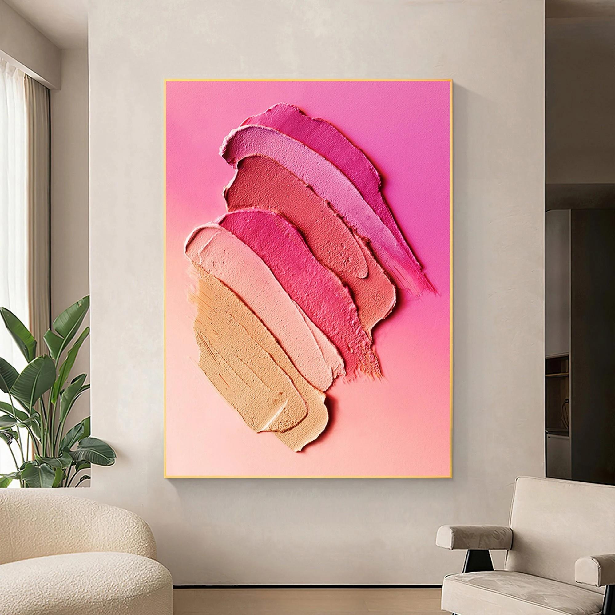 abstract strokes pink women by Palette Knife wall art minimalism Oil Paintings